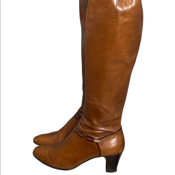 Vintage Salvatore Ferragamo brown leather boots size 5.5B - Picture 1 of 14